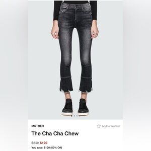 MOTHER The Cha Cha Chew Black Cropped Jeans with Frayed Hem